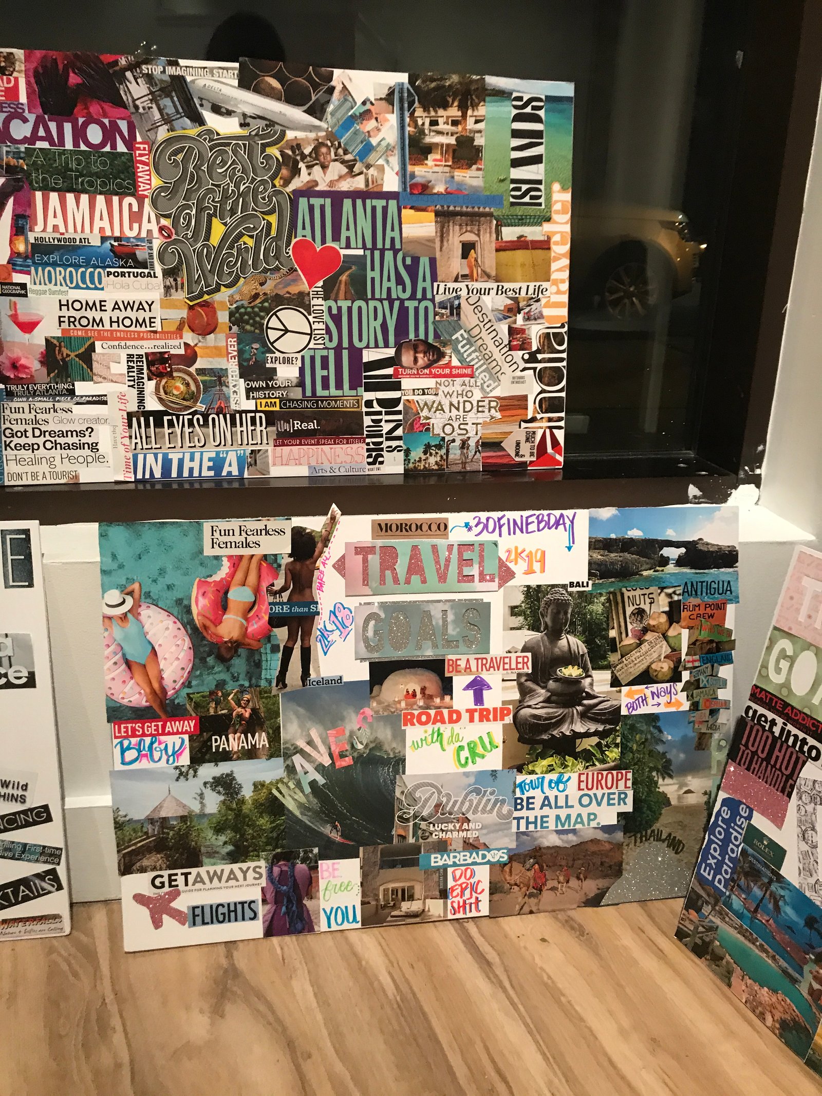 stamped diary travel theme vision board